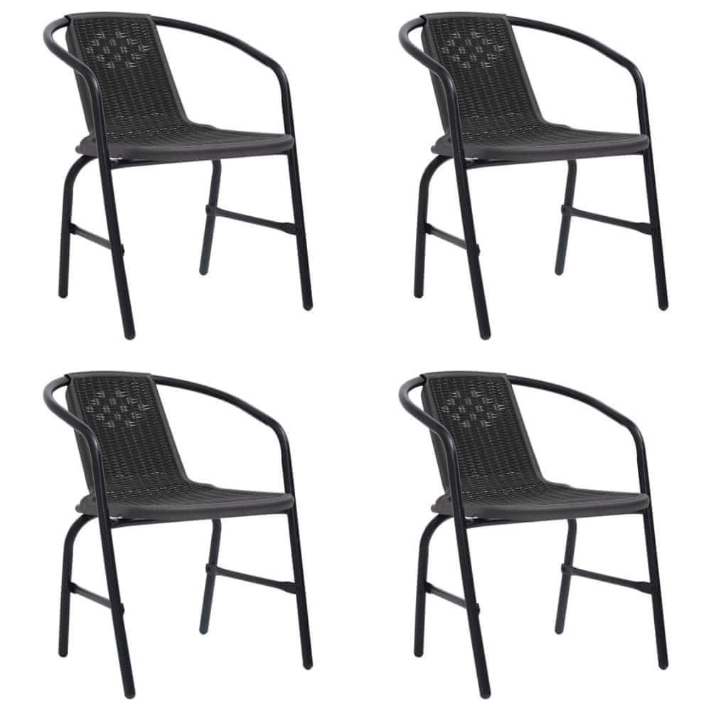 Vidaxl Záhradné stoličky 4 ks plastový ratan a oceľ 110 kg